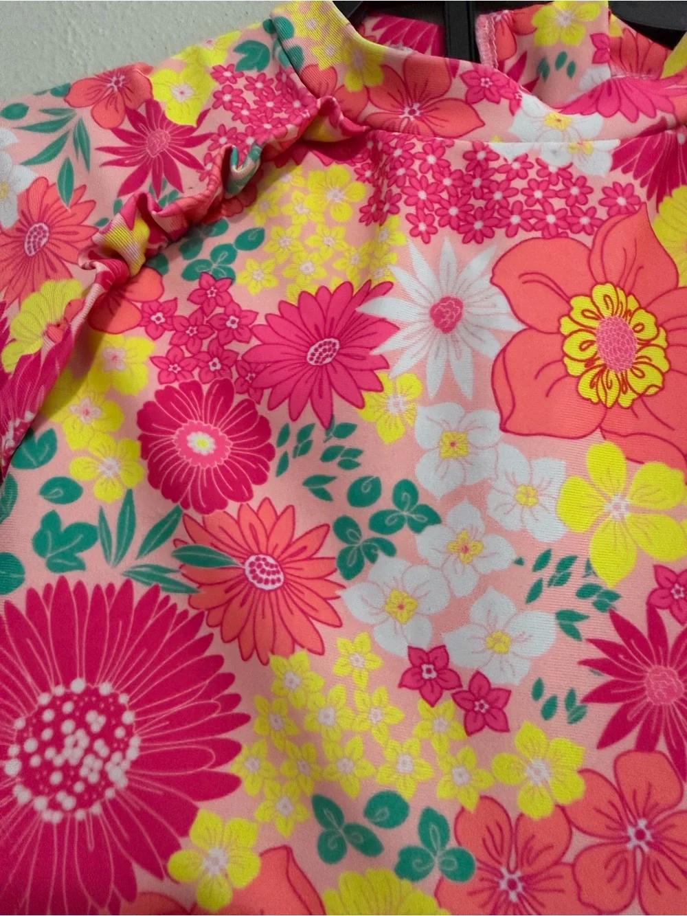 Betsey Johnson Baby Girls' Pink Floral Long-Sleeve Rash Guard Swimsuit 18mo